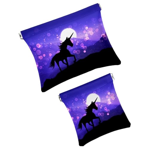 Trousse per cosmetici con unicorno montagna viola tramonto cielo impermeabile senza cerniera chiusura automatica mini custodia portatile da viaggio per cuffie e gioielli Multicolore 01