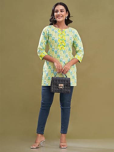 Image of feranoid Women Cotton Printed Short Kurti | Short Kurti for Women | Printed Cotton Kurti