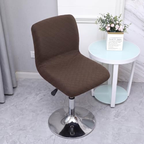Image of WOMACO Bar Stool Cover with Back Jacquard Fabric Dining Room Square Swivel Barstool Chair Seat Cushion Slipcover for Counter Height Mid Low Back Chair Protector (Coffee, 2PCS)