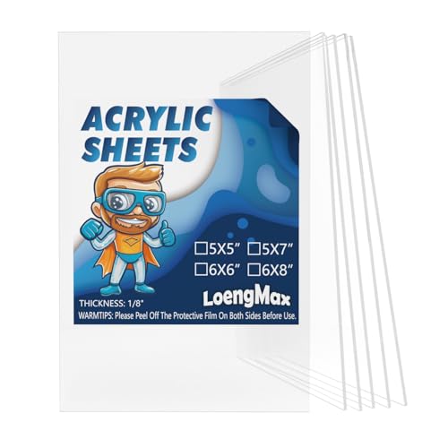 Image of 1 /8 inch Thick (3mm) Clear Acrylic Sheet 6 inch x 8 inch - 6 Pieces | Cast Plexiglass for DIY Crafts, Sign, Photo Frame, Display Projects