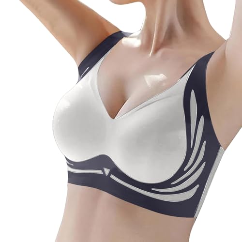 Eauptffy Sujetador deportivo elegante sin costuras, push up, copas forradas para yoga, actividades al aire libre, ajustable, sujetador sin costuras, sujetador de apoyo suave sin costuras, camiseta