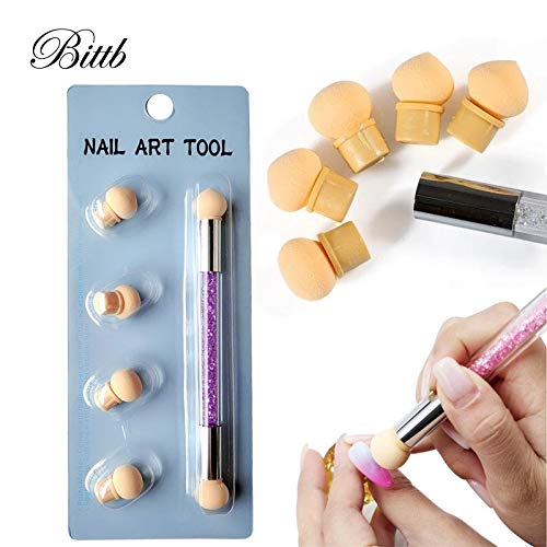 Nail Brushes Nail Art Sponge Brushes Glitter Powder Gel Polish Painting Gradient Pen for Nail Design Decoration Manicure Tools - (Color: BBTNSET-White)
