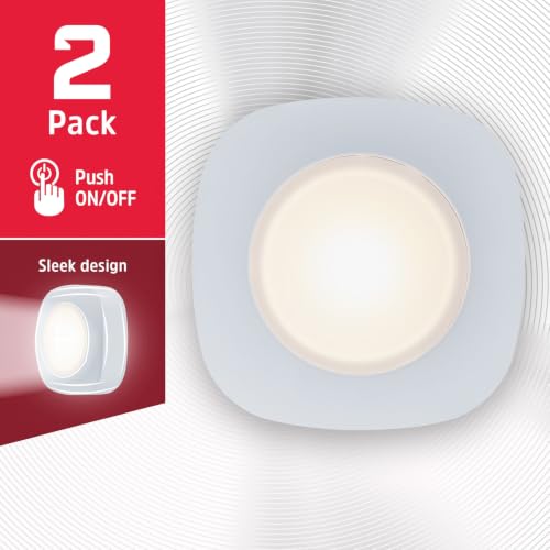Image of Energizer LED Tap Lights, 2 pack, Touch On /Off, Wireless, Silver, Soft White, 37107