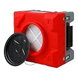 MOUNTO 550cfm Hepa Air Scrubber Industrial Air Cleaner- 550cfm Portable Air Purifier w/Variable Speed, Dual Outlet for Fire/Water Damage Restoration, Construction & Painting, Janitorial (Red)