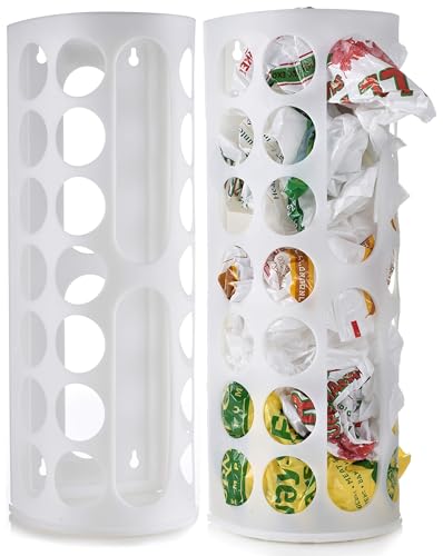 Handy Laundry Grocery Bag Storage Holder Large Dispenser Store & Reuse Plastic Shopping Bags Access Holes for Easy Use (2-Pack)