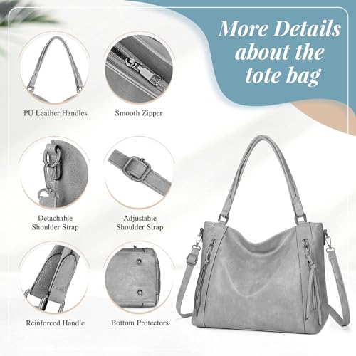 UBORSE Tote Bags Women Purses and Handbags Top Handle Soft Shoulder Bag Ladies Designer Vegan Leather Satchel 2pcs Purse Set4