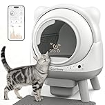 Cavrtbany Automatic Cat Litter Box, Self Cleaning Litter Box, Cat Robot for Multiple Cats, with Smart APP Control and Health Monitoring, Safety Protection, with Trash Bags, White&Grey