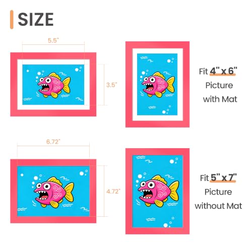 Image of upsimples 5x7 Picture Frame, Display Pictures 4x6 with Mat or 5 x 7 Without, Wall Hanging Photo Frames, Hot Pink, 1 Pack