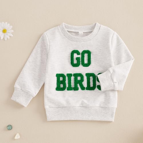 Toddler Baby Boy Girl Football Clothes Go Birds Embroidery Sweatshirt Long Sleeve Crewneck Pullover Shirt Tops3