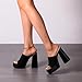 azmodo Elegant High Chunky Heel Mule Sandals for Women Chic Platform Summer Slip-Ons Block Heel Wedge Shoes with Knit Upper Fashionable Dressy Evening Party Shoes (Black, 10)