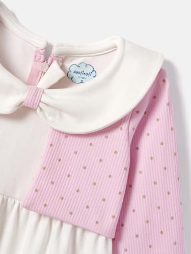 Image of Nautinati Baby Girls 100% Cotton Peterpan Collar Printed Dress | Age 0-3 Years