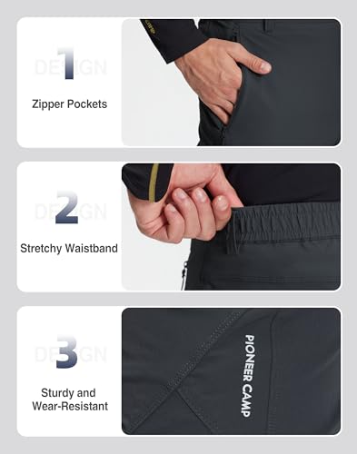Pioneer Camp Herren Wanderhose Trekkinghose Outdoorhose Stretch Schnell Trocknend Atmungsaktiv Leicht Arbeitshosen Herren Für Camping Klettern Reisen(Black;XL)