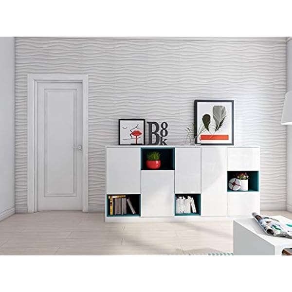 Art3d PVC 3D Wall Tiles per decorazioni murali interne, onda bianca opaca, piastrelle decorative per pareti, soggiorno, ufficio, camera da letto,50x50cm (12 Pack)