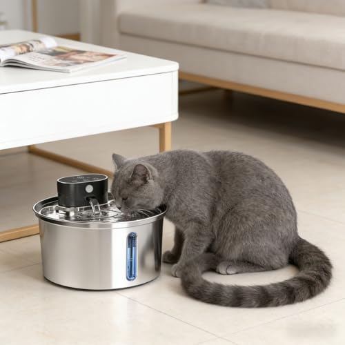 Fuente de agua para gatos acero inoxidable 6.35 L miniatura 4