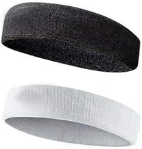 Gmefvr Badminton Tennis Volleyball Basketball Sports Headbands Pack of 2 White and Black