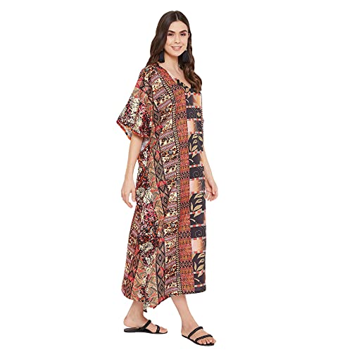 Image of Oussum Women Long Maxi Plus Size Polyester Kaftan Gown, Womens Kaftan Dresses Lounge Resort Wear, Plus Size Kaftan