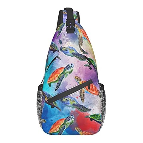 Docsckus Unisex Waterproof Sling Bag Casual Crossbody Shoulder Backpack Chest Daypack for Men Women Travel Sport Hiking Gym, Turtle, One size Cover