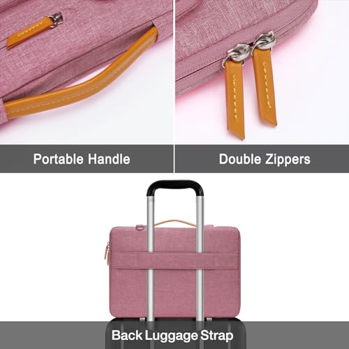 Image of MOSISO 360 Protective Laptop Shoulder Bag,15-15.6 inch Computer Bags Compatible with MacBook Pro 16 inch, HP, Dell, Lenovo, Asus Notebook,Side Open Messenger Bag with 4 Zipper Pockets, Dusty Rose
