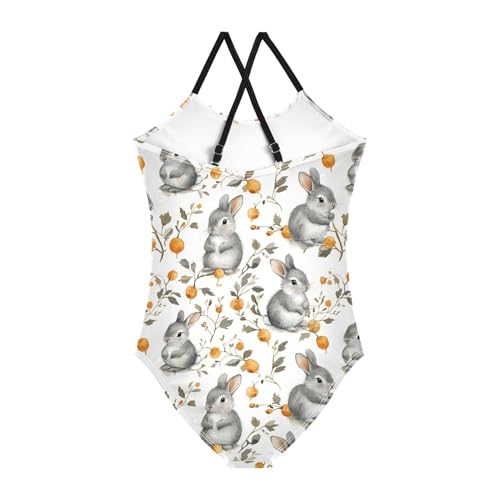 ALAZA Bunny Berry Rabbit Animal Girls Swimsuit Bathing Suit Beach Swimwear One Piece 3-10T2