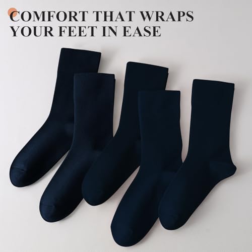 Image of ANDERE ARTE Womens Viscose Bamboo Crew Socks Casual Calf Dress Socks Soft Above Ankle Sock 3-5 Pairs