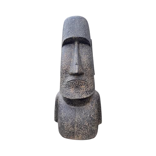 Moai Sculpture env. 120 cm Rapa-Nui Statue en pierre de lave île de Pâques Figurine de jardin Tête décorative Gris