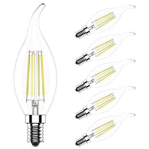 5X E14 Filamento Lampadina a Candela 4W Dimmerabile Edison Lampadina Bianco Freddo 6000K C35 Filamento Lampadine 400LM Equivalente a Lampada Alogena 40W