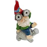 Yuntrav Tuitle Gnome Garden Statue Solar Lights Outdoor Sitting on Turtle,Birthday Gifts for Women/Men, Housewarming Gifts,Outdoor Decor for Balcony,Garden,Patio,Yard,Lawn(Tuitle Gnome)