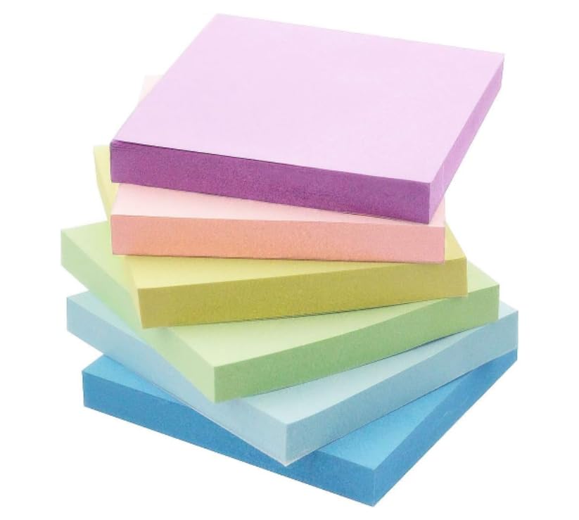 Sticky Notes 3x3 Inches, 6 Pads Colorful Sticky Notes, Self-Stick Note Pads - 50 Sheets/Pad (6 Pads)