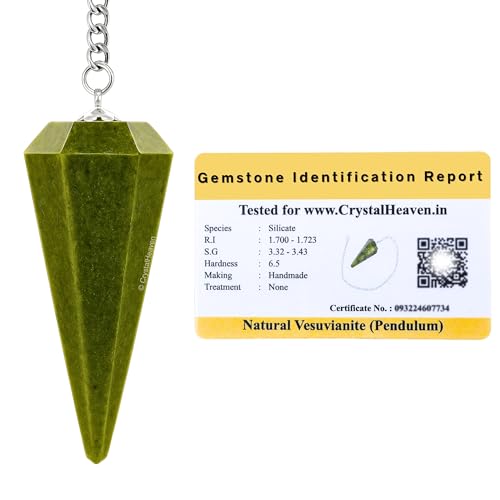 Vesuvianite Pendulum Dowsing Tool - Natural Crystal Pendulum for Spiritual Guidance - Premium Dowser Pendulum for Accurate Divination and Energy Healing - Perfect for Energy Healing and Chakra Balancing - Handcrafted with Precision and Elegance