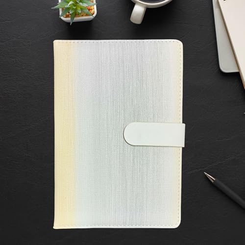 Image of White Gradient A5 Journal Notebook Diary for Men Women Girls Boys | Office Journal Diary Notebook with Magnetic Flip Lock (200 Ruled Pages, 6 x 8.5 Inches, 80 GSM) (Gradient White)