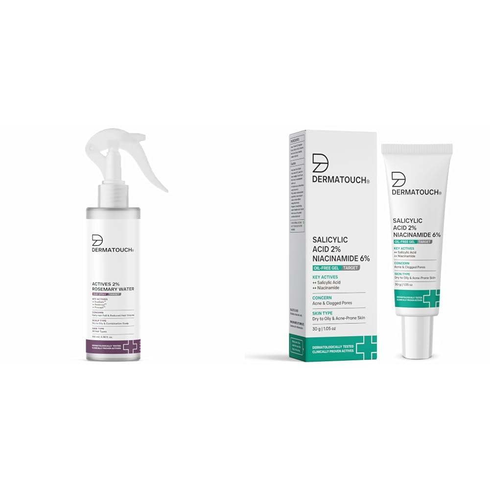 DERMATOUCH Rosemary hair Spray for Hair Growth 100ml & Salicylic Acid 2% Niacinamide 6% Anti-Acne Oil-Free Gel For Active Acne, Oil Balancing, Pore Tightening 30g-image-28