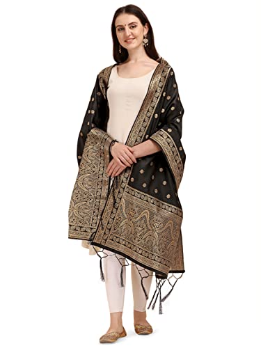 Image of DEVANGI Women's Woven Banarasi Silk Dupatta /Chunni For Women, Floral Print 1 Meter Wide and 2.3 Meter Length Printed Designer Dupatta /Chunni For Girls