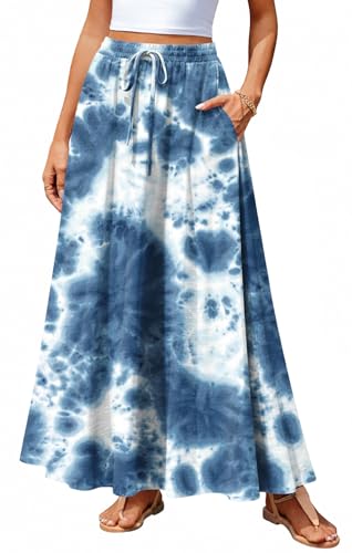 Aodemo Women's Flowy Maxi Skirt Summer Beach Long Skirts Plus
