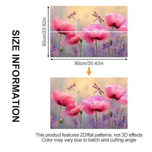 Image of Pink Poppy Dragonfly Backsplash Peel and Stick, 35.4x23.6 in