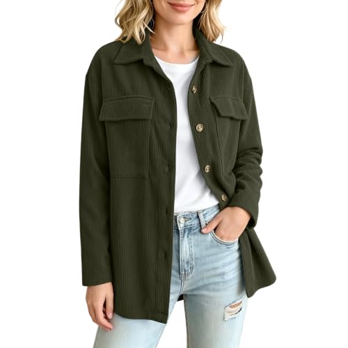Corduroy Shirt Women Long Sleeve Button Down Oversized Jacket - image 6
