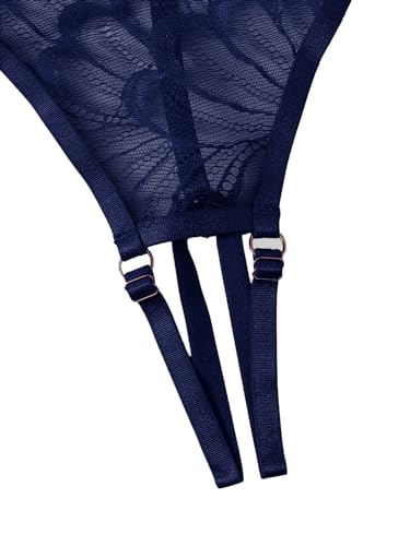 Image of Lilosy Sexy Underwire Floral Lace Sheer Lingerie Set for Women See Through Bra and Panty 2 Piece