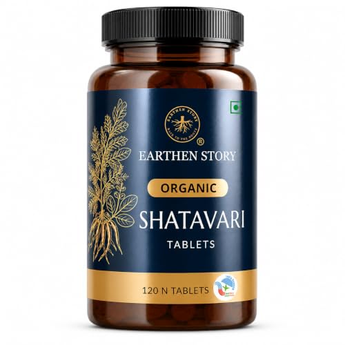 Image of Earthen Story Certified Organic Shatavari Tablets (120) | Lab Tested for 190+ Pesticides | Asparagus Racemosus Root for Hormonal Balance, Vitality & Feminine Wellness | Vegan, Non-GMO