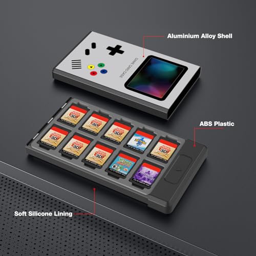 Image of HEIYING Switch Game Card Case for Nintendo Switch 2 / OLED / Lite Games Cards, Metal Game Storage Holder with 20 Games Card Slots and 20 Micro SD Cards Slots