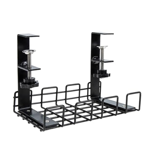 YOSADIER ケーブルトレー 鉄製 耐久性抜群 配線整理ラック オフィス用デスク下収納 取り付け簡単 ケーブル隠し配線カバー ワイヤー管理オー