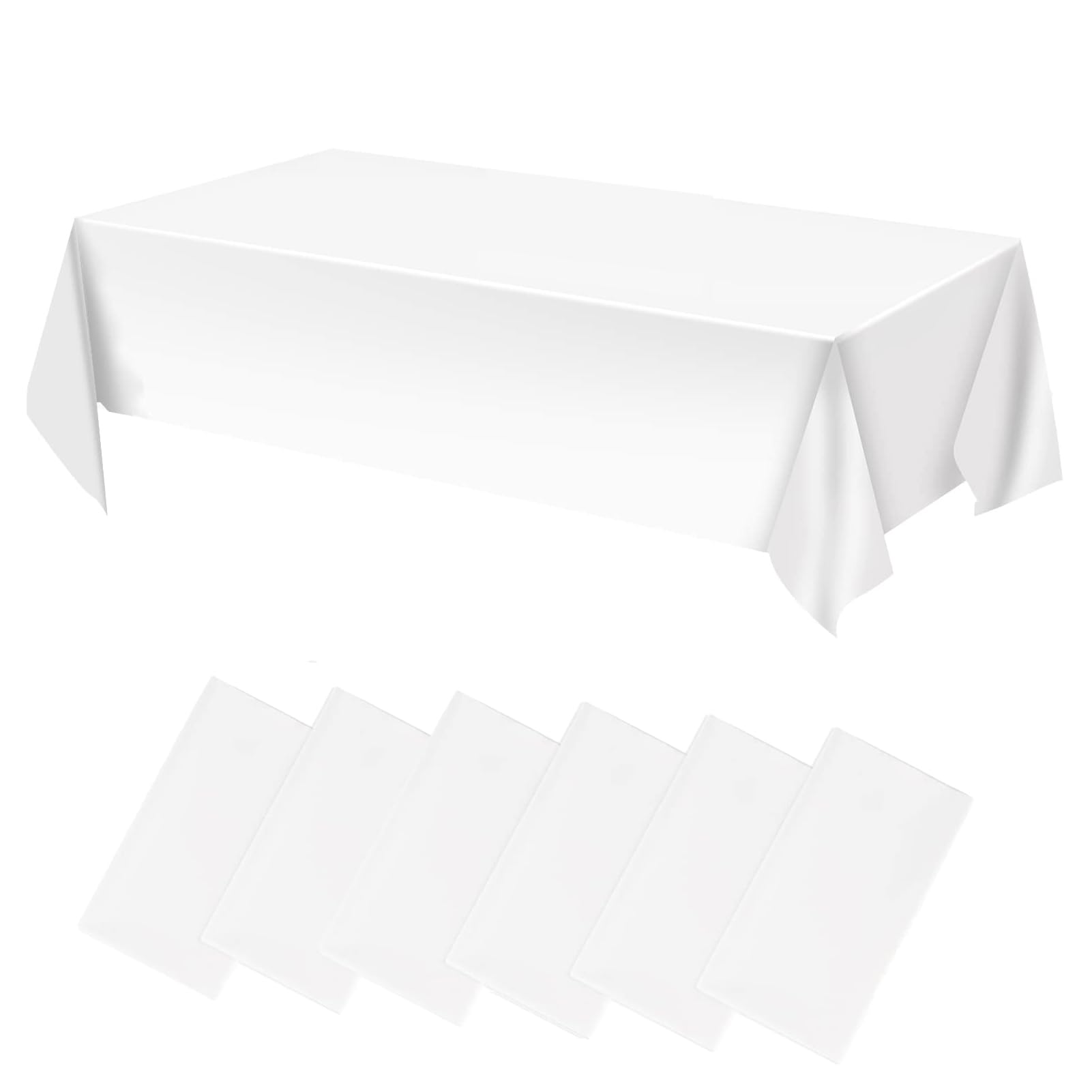 NAMIS 6 Pezzi Tovaglie Bianche, Rettangolare Tovaglia 137 x 274 cm, Tovaglia Antimacchia,Tovaglia Ideali per Decorare Tavoli In Occasione di Compleanni, Lauree e Matrimoni