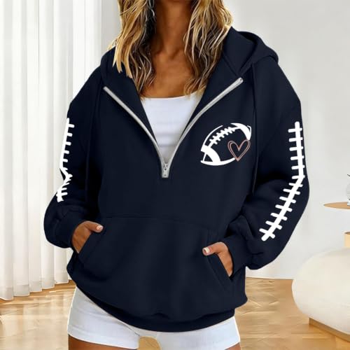 eoeioa Womens Football Mom Sweatshirt College Sweatshirt Graphic Hoodies - image 2