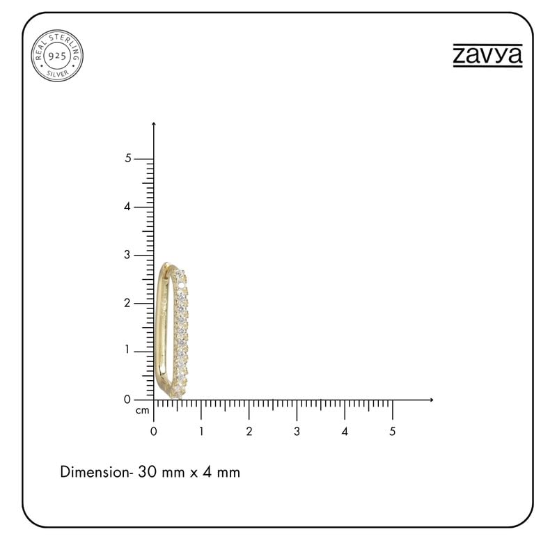 Image of ZAVYA 925 Sterling Silver Cubic Zirconia Circular Gold Plating Earrings | | Gift for Women and Girls | With Certificate of Authenticity and 925 Hallmark