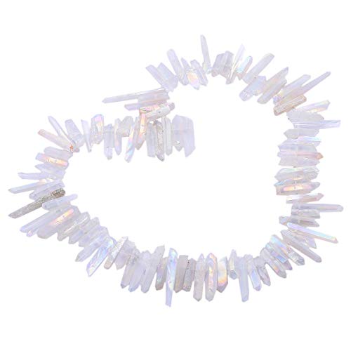 mookaitedecor Titanium Coated Rock Crystal Quartz Crystal Points Loose Beads Sticks Spikes Top