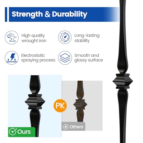 image for Muzata 10Pack 44'' Wrought Iron Balutser Hollow Double Spoon Metal Sta