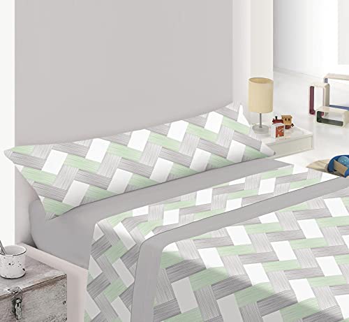 ENERGY COLORS TEXTIL-HOGAR -Galan- Juego Sábanas 3 Piezas (Bajera, encimera, 1 Funda Almohada) Primavera/Verano (Cama 150x200, Pintas)