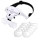 Headband Magnifier Glasses LED Magnifying Loupe Head Mount Magnifier Hands?Free Bracket and Headband are Interchangeable 5 Replaceable Lenses1.0X,1.5X,2.0X,2.5X,3.5X (Upgraded Version)