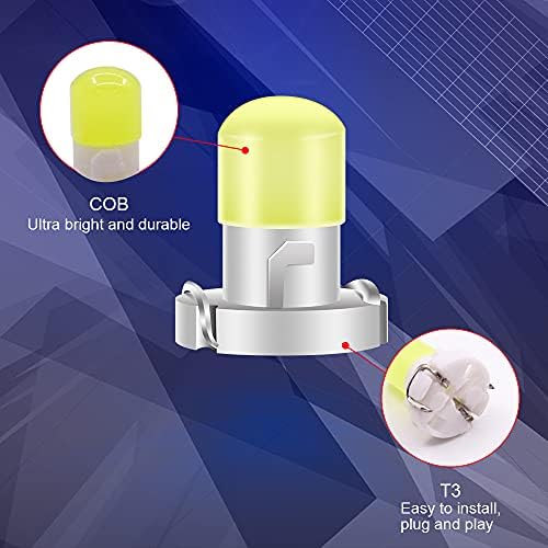 Biqing T3 LED Bulbs 10PCS B8.3D LED Dashboard Bulbs COB 1SMD 12V for Car Interior Speedometer Instrument Gauge Cluster Indicator Light Panel Dash Lamp (White)