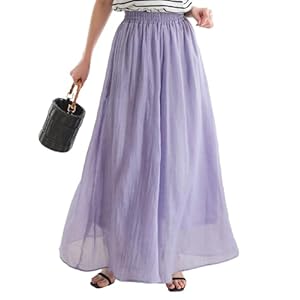 [神戸レタス] イージーケアコットン混ガーゼドレープパンツ [M3878] フリー ロング ラベンダー" 