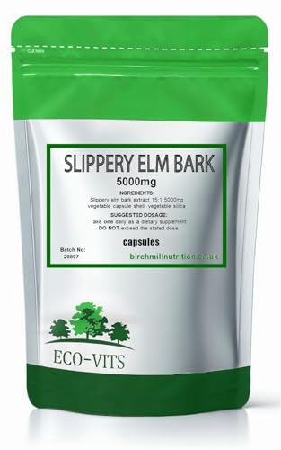 Slippery Elm 5000mg 30 Capsules Digestive Comfort & Gut Health Gentle Gut & Throat Support Healthy Digestion Stomach & Digestive Tract
