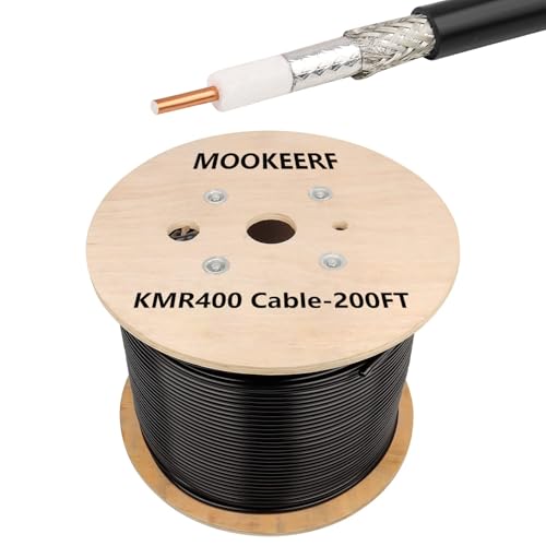 MOOKEERF KMR400 Coaxial Cable 200ft,50 ohm Low Loss KMR400 Cable 200 Feet